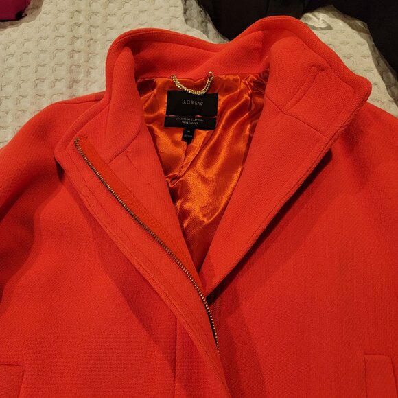 J. Crew Neon Orange Stadium Cloth Nello Gori Cocoon Wool Coat Jacket sz 16 - Picture 1 of 6